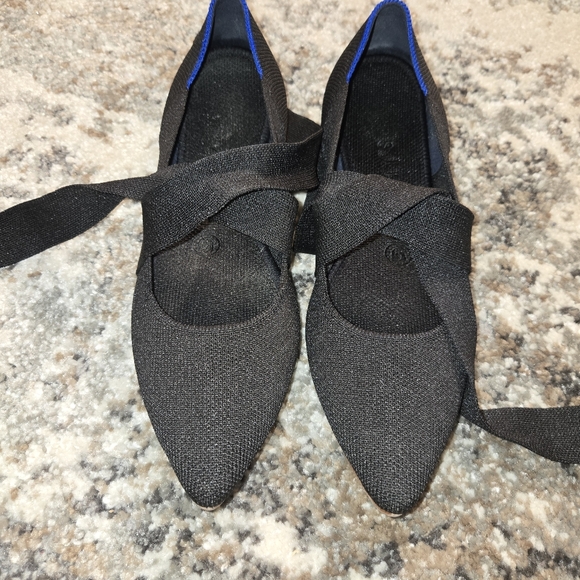 Rothy's Shoes - ROTHY'S Pointed Toe Bow Mary Jane Ballet Flats Black Size 6.5 Retired